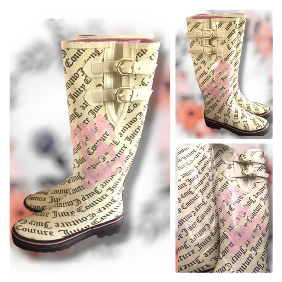 Juicy Couture Shoes - 💕 Juicy Couture Cream Viva La Juicy Rubber Boots size 7